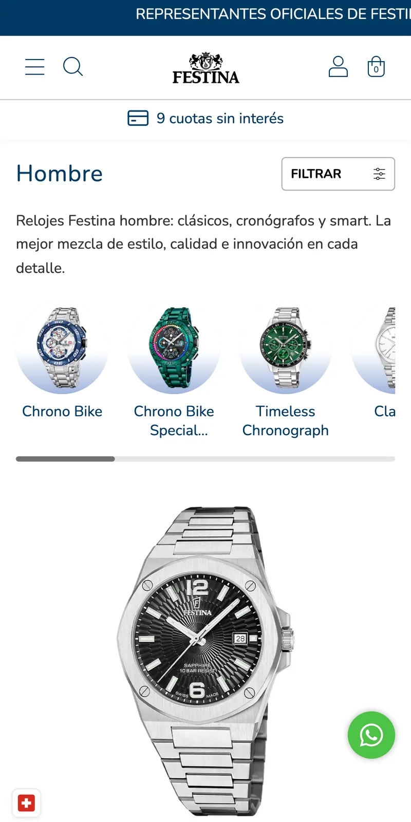 Navegación de una tienda Tiendanube después de la mejora, vista en celular